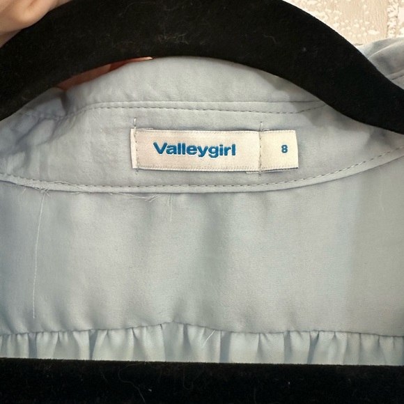Valleygirl Satin Tie Front Blouse in Blue with Button-Down front - Picture 4 of 7